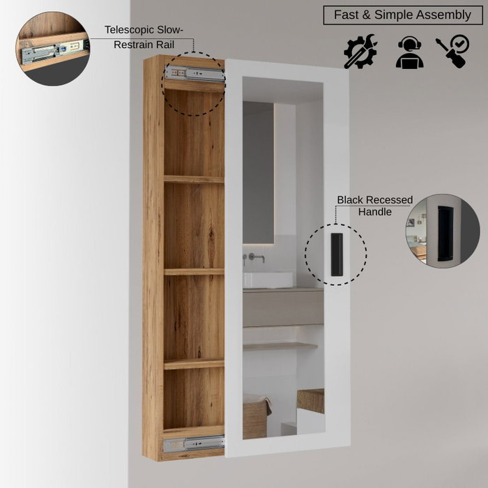 Hanah Home Estantería para Baño Lun1-Aw Pino Atlántico y Blanco